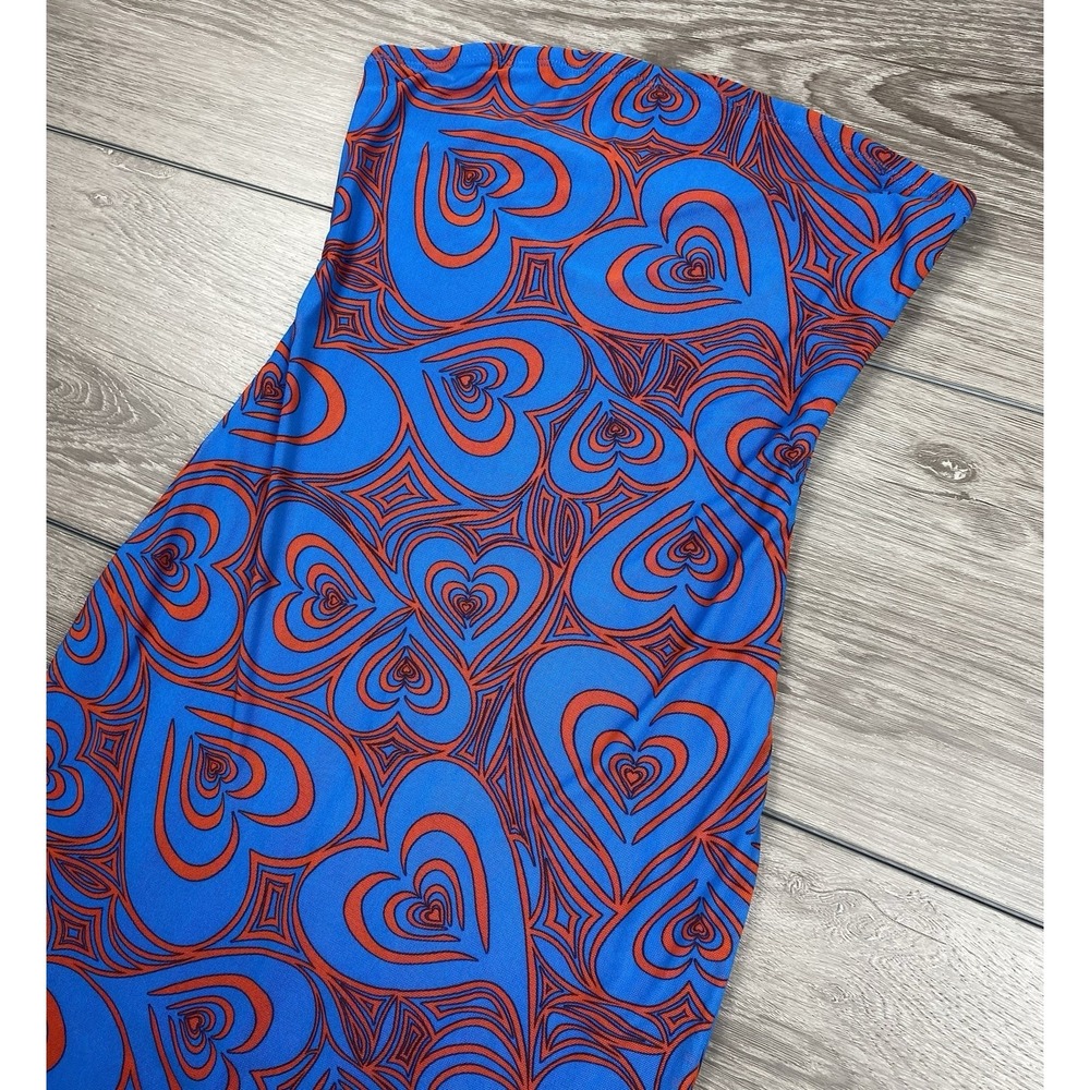 Lisa Says Gah Women's Bodycon Tube Mini Dress Heart Print Blue Size Medium